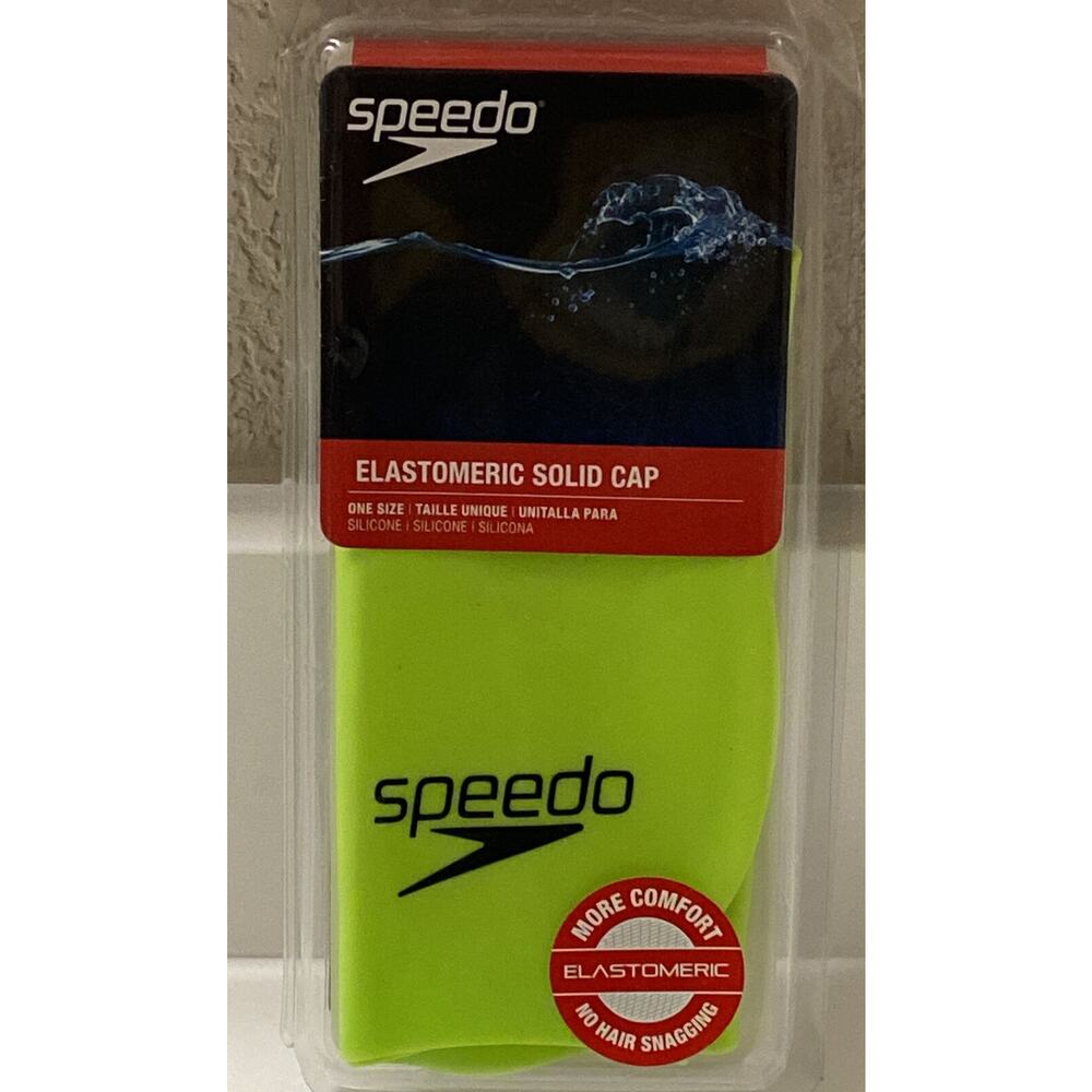 Speedo Elastomeric Silicone Solid Swim Cap One Size Sport Neon Yellow Green NEW